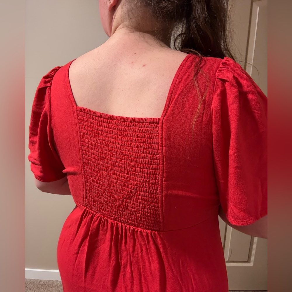 Old Navy Red Maxi Dress with Front Buttons - Picture 3 of 4
